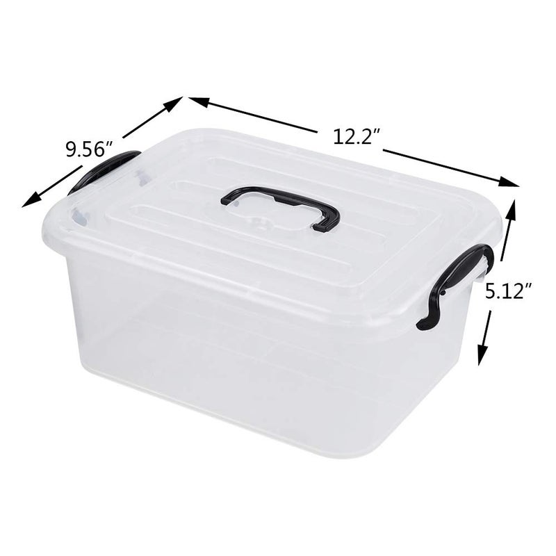 Xowine 8 L Plastic Storage Boxes, Clear Storage Bin with Black Handle, 2-Pack - Image 2